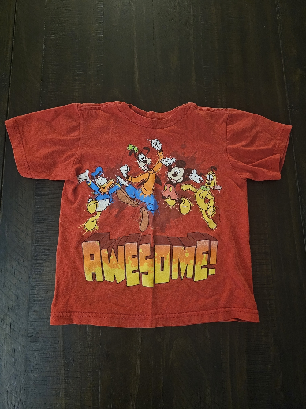 Disney Red Kids Tee with Mickey, Donald, Goofy & Pluto